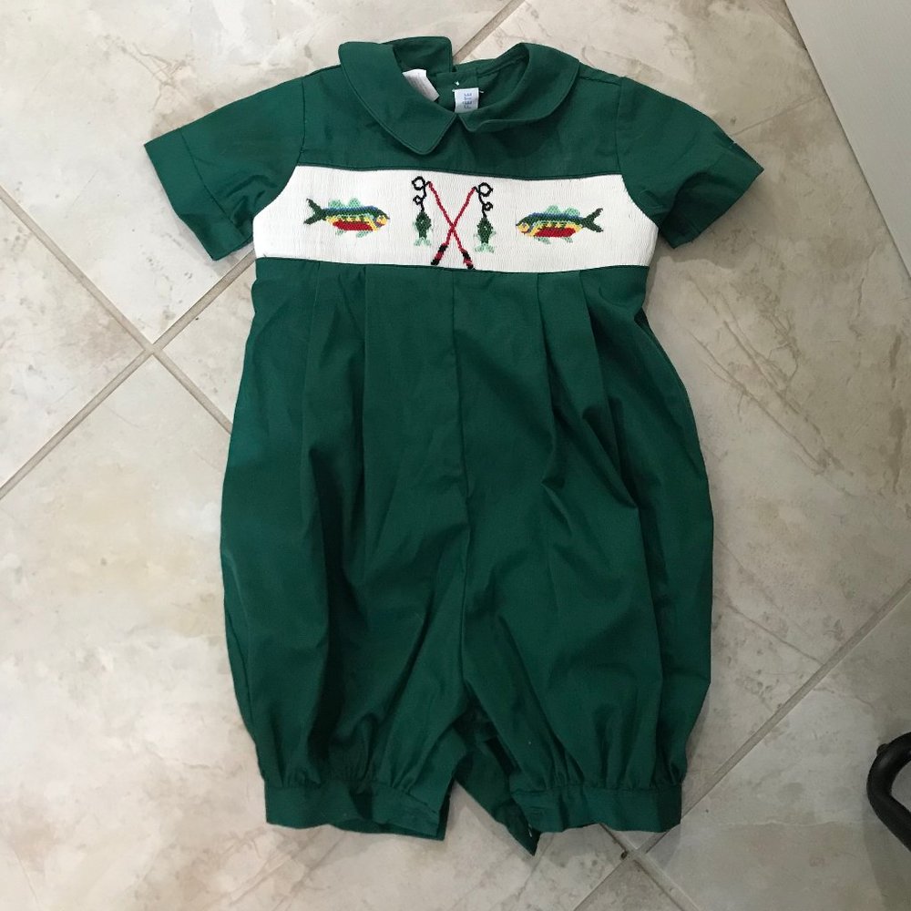 Vive La Fete Smocked Fish Long Romper